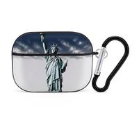 Statue of Liberty AirPods Pro Case Cover with Keychain Ring PC Hard Shell Protective Case for AirPods Pro 2nd for Women Men Generation Easy Open Full Drop Protection Cover Black-Style