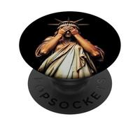 Statue of Liberty covering her face in shame political chaos PopSockets Adhesive PopGrip