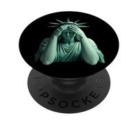 Statue of Liberty covering her face in shame political chaos PopSockets Adhesive PopGrip