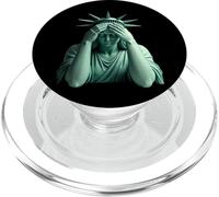 Statue of Liberty covering her face in shame political chaos PopSockets PopGrip for MagSafe