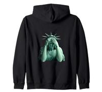 Statue of Liberty covering her face in shame political chaos Zip Hoodie