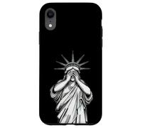 Statue of Liberty covering her face shame crying political Case for iPhone XR