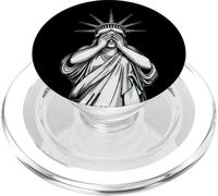 Statue of Liberty covering her face shame crying political PopSockets PopGrip for MagSafe