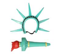 Statue of Liberty Crown Cap Torch Cosplay Headgear Headband Lady Costume Accessories 4th July Independence Day Hair AB