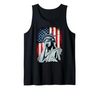 Statue Of Liberty Crying Equality US Flag Silent Protest Tank Top