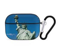 Statue of Liberty Earbuds Organizer Shockproof Protective Airpods Pro Cover with Carabiner Clip Anti Fall Carrying Earphone Case Cover for Airpods Pro 2nd Generation Black