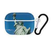 Statue of Liberty Earbuds Organizer Shockproof Protective Airpods Pro Cover with Carabiner Clip Anti Fall Carrying Earphone Case Cover for Airpods Pro 2nd Generation White