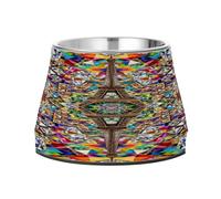 Statue of Liberty & Eiffel Tower Art Bowls for Dogs Non Slip Stainless Steel Raised Cat Bowls for Small Pet Whisker Fatigue