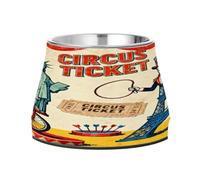 Statue of Liberty & Eiffel Tower Circus Art Dogs Food Bowl with Stand Stainless Steel Cats Food Bowls for Dogs Cats Rabbits Birds Whisker Relief