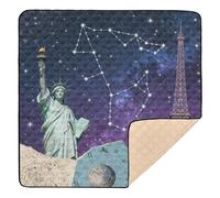 Statue of Liberty & Eiffel Tower: Constellation Style Soft Foam Baby Gym & Activity Mat for Indoor Outdoor Non-Toxic Padded Play Mat for Baby Kids Toddlers Infants, 50'' x 50''