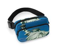 Statue of Liberty Fanny Pack Belt Bag with Adjustable Strap Fashion Waist Bag for Outdoor Sports Hiking, white, 20x13cm, Full Printed Waist Bag