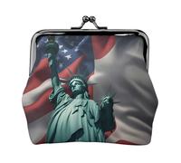 Statue of Liberty Flag print Cute Buckle Coin Purses Vintage Pouch Kiss lock Change Purse Wallets for Women Fashion, Black, One Size, Vintage