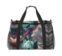 Statue of Liberty Flag Print Everyday Use Travel Duffle Bag Large Capacity Travel Bag Stylish Functional Bag, Black, One Size