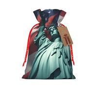 Statue Of Liberty Flag Print Gift Drawstring Bags For Birthday Season Decor Present Sacks Party Festive Favors