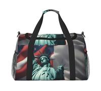Statue of Liberty Flag print Overnight Bags for Women and Men Shoulder Bag Carry On Bag for Traveling Travel Essentials, Black, One Size