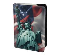 Statue of Liberty Flag print Travel Wallet Passport Holder Case for Family Leather Passport Cover for Men Women, Black, One Size