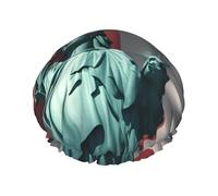 Statue of Liberty Flag Printed Large Shower Cap, Double Layer Hair Protector For Facial Care, Reusable Hair Wrap