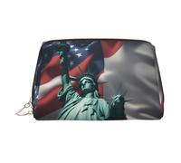 Statue of Liberty Flag Printed Zippered Toiletry Bag, Wide Open Storage Case for Personal Care Items and Cosmetics