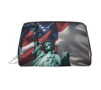 Statue of Liberty Flag Printed Zippered Toiletry Bag, Wide Open Storage Case for Personal Care Items and Cosmetics