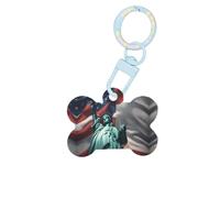 Statue of Liberty Flag Printing Fashion Dog Tags Acrylic Keychain Dog Bone Shape Double Sided Pattern Tags for Dogs and Cats