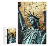 Statue of Liberty Gold Background Puzzle 1000 Teile Schwer Puzzle Spielzeug Lernspiel Impossible Herausforderungsspielzeug Für Erwachsene Kinder 1000 PCS