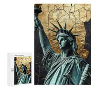 Statue of Liberty Gold Background Puzzle 1000 Teile Schwer Puzzle Spielzeug Lernspiel Impossible Herausforderungsspielzeug Für Erwachsene Kinder 300 PCS