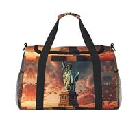 Statue Of Liberty In Nyc Foldable Travel Duffel Bag Tote Carry On Luggage Bag For Weekend Getaways, For Spontaneous Trips, Black, One Size, Black, One Size