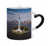 Statue of Liberty in NYC Morphing Coffee Mug, Cold Heat Sensitive, Coffee Mug, Funny Magic Mug with Heart Handle, Ceramic Coffee Cups, Exquisite Tea Mug