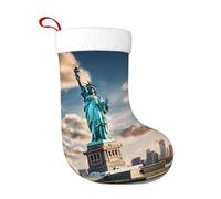 Statue Of Liberty In Nyc Plush Christmas Stocking, Large Festive Hanging Ornament For Tree, 45cm Polyester Style Holiday Decor