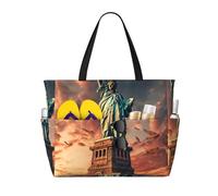 Statue of Liberty in NYC Print Beach Bag Foldable Lightweight Tote Summer Vacation Pool Camping Travel-Friendly