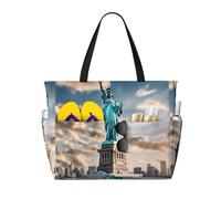 Statue of Liberty in NYC Print Beach Bag Foldable Lightweight Tote Summer Vacation Pool Camping Travel-Friendly