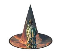 Statue Of Liberty In Nyc Print Carnival Halloween Witch Hat Costume Accessory Foldable Cap Party Masquerade Decor