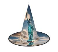 Statue Of Liberty In Nyc Print Carnival Halloween Witch Hat Costume Accessory Foldable Cap Party Masquerade Decor