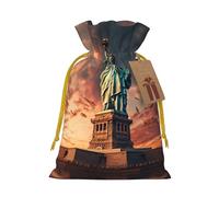 Statue Of Liberty In Nyc Print Christmas Drawstring Bags Xmas Candy Bags Reusable Party Gifts Wrapping Bags