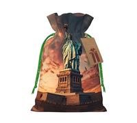 Statue Of Liberty In Nyc Print Christmas Drawstring Bags Xmas Candy Bags Reusable Party Gifts Wrapping Bags