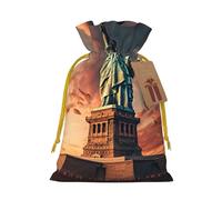 Statue Of Liberty In Nyc Print Christmas Drawstring Gift Bags With Cards For Xmas Party Decorations Holiday