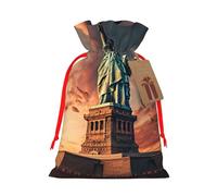 Statue Of Liberty In Nyc Print Christmas Drawstring Gift Bags With Cards For Xmas Party Decorations Holiday