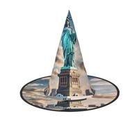 Statue Of Liberty In Nyc Print Halloween Hat Carnival Witch Cap Cosplay | Masquerades Costume Accessory Theme Party Holiday Celebrations Men Women