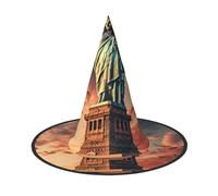 Statue Of Liberty In Nyc Print Halloween Witch Hat Wizard Cap Cosplay | Costume Accessory Carnivals Versatile Foldable Party Prop Themed Events