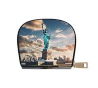 Statue of Liberty in NYC print Leather Small Purse Credit Card Holder Wallet, Card Holder,Wallet Card Organizer Case, White, One Size