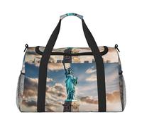 Statue of Liberty in NYC print Overnight Bags for Women and Men Shoulder Bag Carry On Bag for Traveling Travel Essentials, Black, One Size