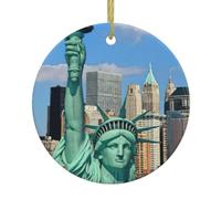Statue Of Liberty In Nyc Print Personalized Christmas Ceramic Ornaments,Christmas Tree Decorations,Souvenir,Fun Ornaments