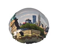 Statue of Liberty in NYC Printed Double-Layer Waterproof Shower Cap - Reusable Spa & Face Mask Bathing Hat for Travel, Home Care & Beauty Routine