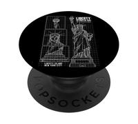 Statue Of Liberty Island New York Technical Diagram NYC 1886 PopSockets Adhesive PopGrip