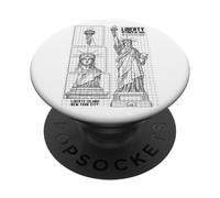 Statue Of Liberty Island New York Technical Diagram NYC 1886 PopSockets Adhesive PopGrip