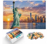 Statue of Liberty New York Sunset Jigsaw Puzzle for Adults, 1000 Pieces | Adult Puzzle: visual matching for a more organised build in spare time.