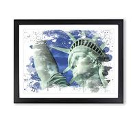 Statue of Liberty New York USA No.6 V3 Modern Framed Print | A3 Black Framed Wall Art | Ready to Hang | Modern Flag Picture | Living Room Bedroom Lounge Office