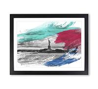 Statue of Liberty New York USA No.7 V2 Modern Framed Print | A2 Black Framed Wall Art | Ready to Hang | Modern Flag Picture | Living Room Bedroom Lounge Office