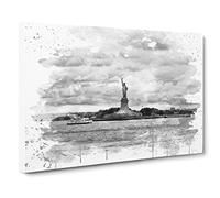 Statue of Liberty New York USA No.7 V3 Canvas Print | Gallery Wrapped 30mm Frame Wall Art | 20x14 inches | Ready to Hang | Modern Picture | Living Room Bedroom Lounge Office