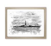 Statue of Liberty New York USA No.7 V3 Modern Framed Print | A2 Oak Framed Wall Art | Ready to Hang | Modern Flag Picture | Living Room Bedroom Lounge Office